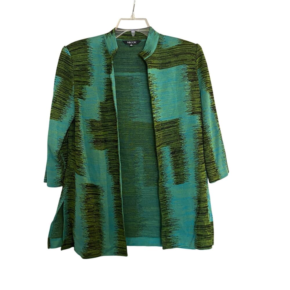 Misook Women's Size Medium Green Patterned Acryli… - image 1
